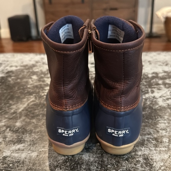 Sperry Navy/Brown Waterproof Saltwater Duck Boots Size 8.5 - Picture 3 of 8